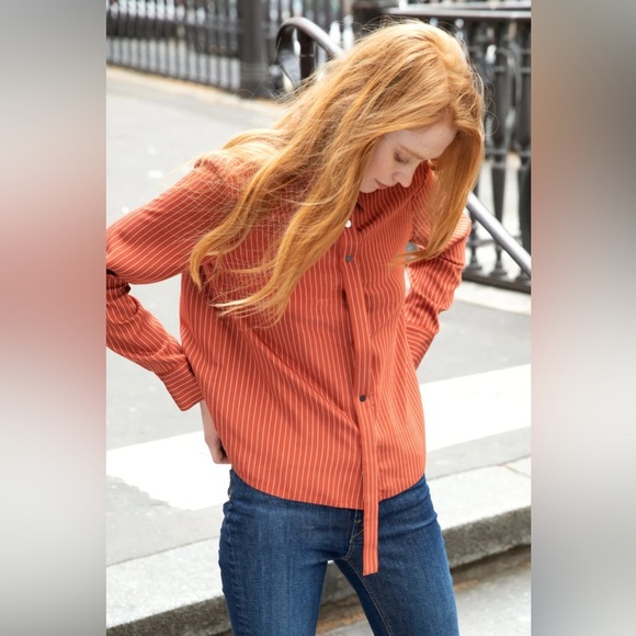 Cop.Copine - Alula Chemise Striped Button-up Vicose Blend Shirt size 40 - Picture 2 of 16